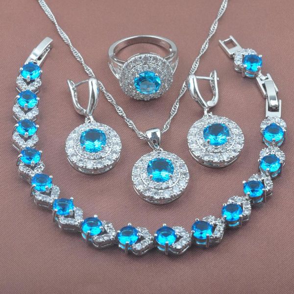 earrings & necklace 2021 sky blue zircon jewelry sets wedding jewellery bracelet round earring pendant necklaces ring yz0268, Silver
earrings & necklace 2021 sky blue zircon jewelry sets wedding jewellery bracelet round earring pendant necklaces ring yz0268, Silver