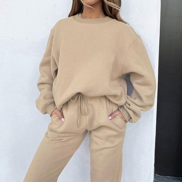 gym clothing women jogging set high waisted sweatpants and baggy crew neck pullover suit casual autumn winter fitness fleece warm tracksuit, White;black
gym clothing women jogging set high waisted sweatpants and baggy crew neck pullover suit casual autumn winter fitness fleece warm tracksuit, White;black