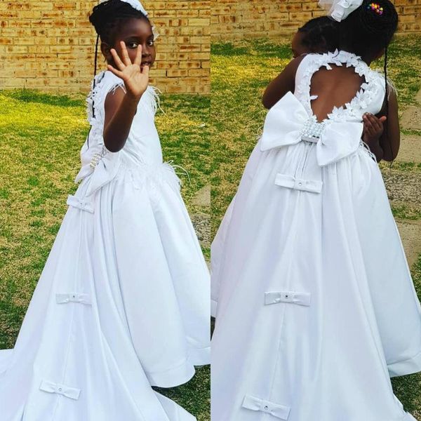 white flower girl dress satin bows feather princess birthday backless kids first communion ball gown girl's dresses, Red;yellow
white flower girl dress satin bows feather princess birthday backless kids first communion ball gown girl's dresses, Red;yellow