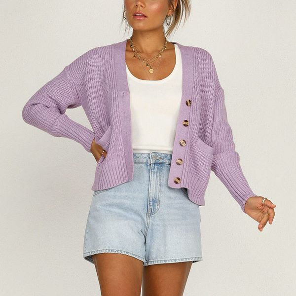 autumn new women's sweater solid purplr cardigan knitted sweater casual set fashion streetwear female clothes 210413, White;black
autumn new women's sweater solid purplr cardigan knitted sweater casual set fashion streetwear female clothes 210413, White;black