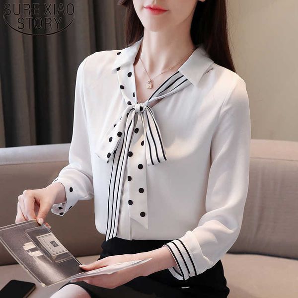 spring ladies' long sleeve v-neck elegant chiffon shirt lace-up polka dot chiffon shirt women tunic 8580 50 210528, White
spring ladies' long sleeve v-neck elegant chiffon shirt lace-up polka dot chiffon shirt women tunic 8580 50 210528, White
