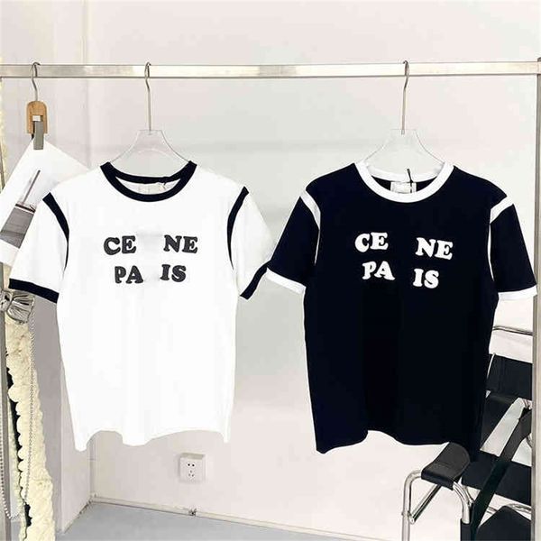 spring and summer new ce letter foaming printing black white color matching round neck leisure fashion couple br short
spring and summer new ce letter foaming printing black white color matching round neck leisure fashion couple br short