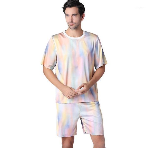 men's sleepwear stain silk pajama summer cool two piece pajamas set shiny laser gradient men modern style soft cozy nightie, Black;brown
men's sleepwear stain silk pajama summer cool two piece pajamas set shiny laser gradient men modern style soft cozy nightie, Black;brown