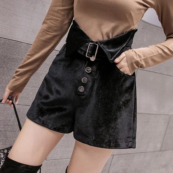 velvet shorts women belt fashion midi high waist short trouser pocket black plus size buttons autumn winter female women's, White;black
velvet shorts women belt fashion midi high waist short trouser pocket black plus size buttons autumn winter female women's, White;black