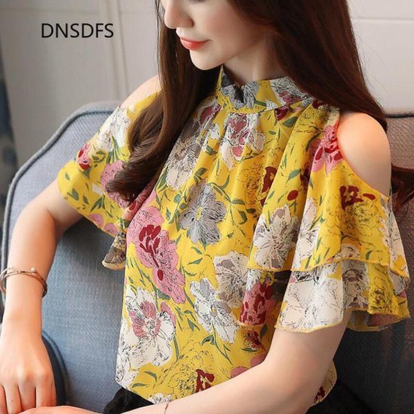 women's blouses & shirts women chiffon blouse vintage yellow pink flowers printed shirt sweet korean fashion ruffle short sleeve office, White
women's blouses & shirts women chiffon blouse vintage yellow pink flowers printed shirt sweet korean fashion ruffle short sleeve office, White