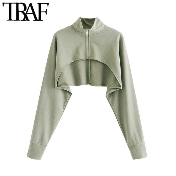 traf women fashion with zipper asymmetric cropped sweatshirt vintage high neck long sleeve pullovers chic 210415, Black
traf women fashion with zipper asymmetric cropped sweatshirt vintage high neck long sleeve pullovers chic 210415, Black