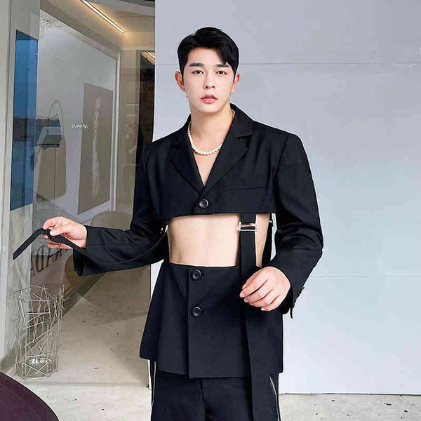 men's suits & blazers coat hollow removable hem japan korean style vintage streetwear fashion jacket male stage clothing 7g9t, White;black
men's suits & blazers coat hollow removable hem japan korean style vintage streetwear fashion jacket male stage clothing 7g9t, White;black