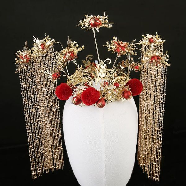 hair clips & barrettes chinese costume headdress luxury gold red big round crown bride wedding xiuhe clothing accessories, Golden;silver
hair clips & barrettes chinese costume headdress luxury gold red big round crown bride wedding xiuhe clothing accessories, Golden;silver