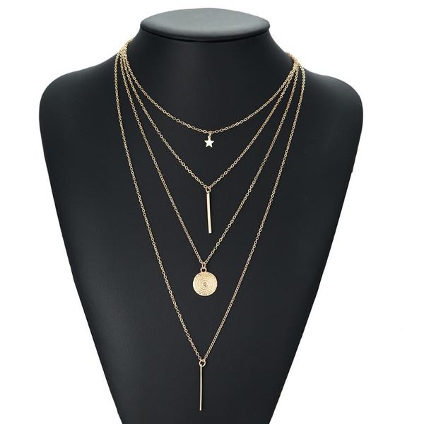 european and american -selling fashion simple four-layer clavicle chain necklace style pendant cro necklaces, Silver
european and american -selling fashion simple four-layer clavicle chain necklace style pendant cro necklaces, Silver