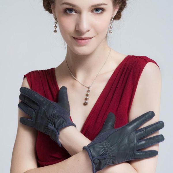 five fingers gloves women' genuine sheepskin leather elegant ladies warm knitting winter spring mittens s2446, Blue;gray
five fingers gloves women' genuine sheepskin leather elegant ladies warm knitting winter spring mittens s2446, Blue;gray