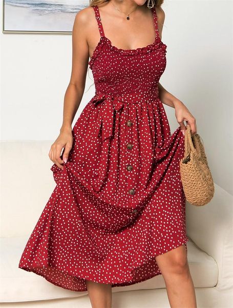 female backless polka dot dress stylish bohemian high waist midi dresses fashion casual sleeveless ruffles for women, Black;gray
female backless polka dot dress stylish bohemian high waist midi dresses fashion casual sleeveless ruffles for women, Black;gray