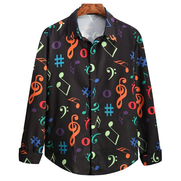 Musical note pattern men s long-sleeved shirt high quality comfortable fit fashion retro style travel office entertainment, White;black
Musical note pattern men s long-sleeved shirt high quality comfortable fit fashion retro style travel office entertainment, White;black