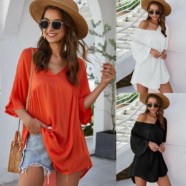 plus size women short sleeve tunic pullover jumper blouse beach summer long women's blouses & shirts, White
plus size women short sleeve tunic pullover jumper blouse beach summer long women's blouses & shirts, White