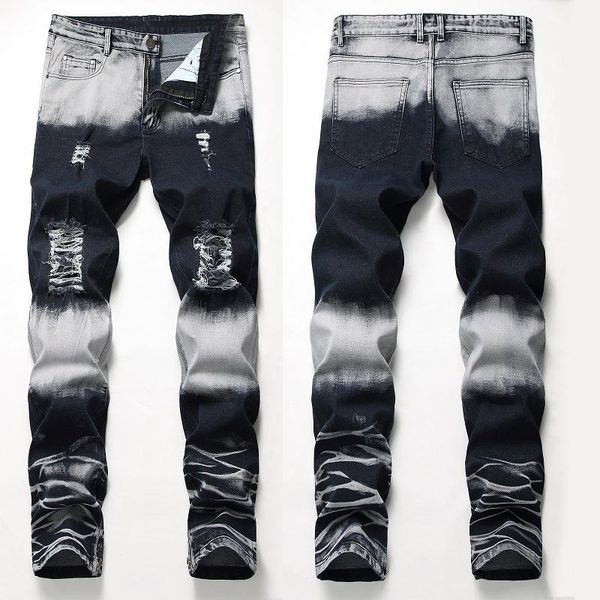 men's jeans denim trend small feet slim pants color matching trousers design large size, Blue
men's jeans denim trend small feet slim pants color matching trousers design large size, Blue