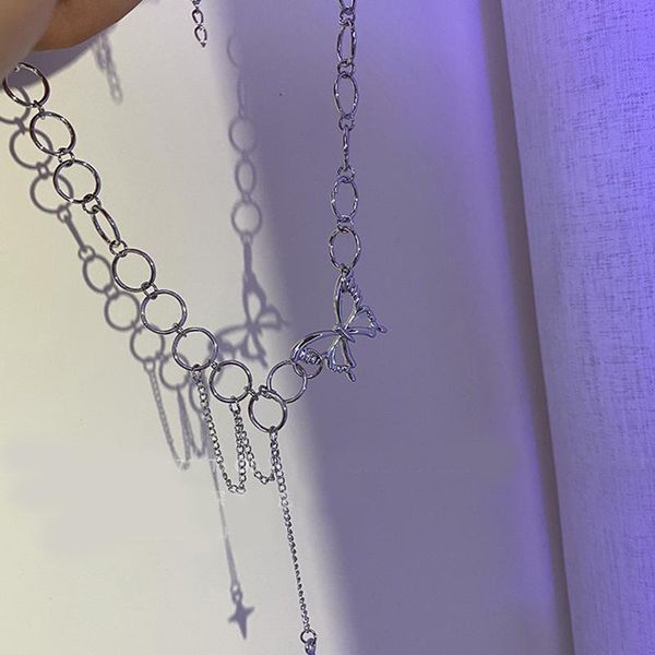 pendant necklaces kpop stainless steel harajuku butterfly choker for women collar goth statement chain aesthetic jewellery, Silver 
pendant necklaces kpop stainless steel harajuku butterfly choker for women collar goth statement chain aesthetic jewellery, Silver