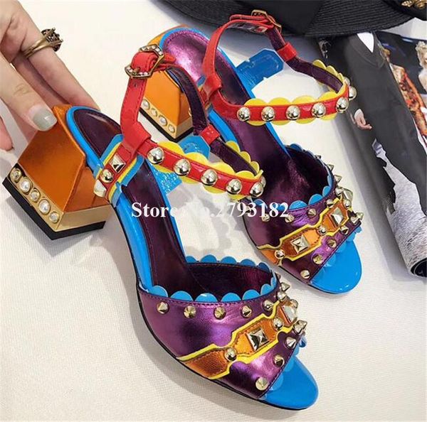 women fashion designer open toe purple patchwork chunky heel rivet sandals ankle strap buckle crystal thick high, Black
women fashion designer open toe purple patchwork chunky heel rivet sandals ankle strap buckle crystal thick high, Black