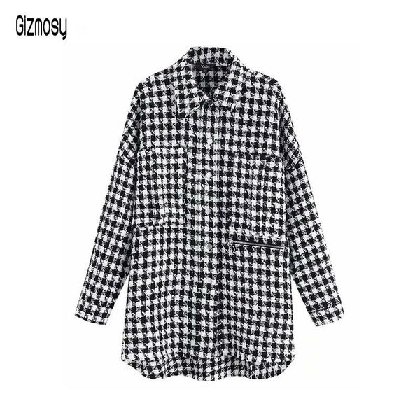 women's jackets 2021 autumn women plaid oversized tweed jacket female pockets long sleeve loose warm coat outwear stylish chic ca6563, Black;brown
women's jackets 2021 autumn women plaid oversized tweed jacket female pockets long sleeve loose warm coat outwear stylish chic ca6563, Black;brown