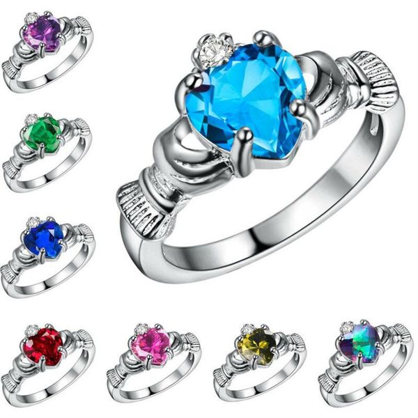 cluster rings fashion creative crystal heart ring white fire opal irish claddagh wedding engagement sz 6-9 gift women jewelly, Golden;silver
cluster rings fashion creative crystal heart ring white fire opal irish claddagh wedding engagement sz 6-9 gift women jewelly, Golden;silver