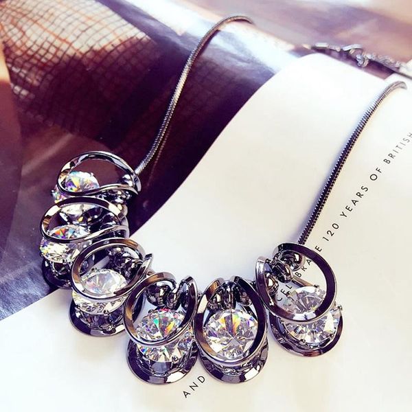 luxury female round crystal pendant necklace 14kt black gold big elegant vintage love wedding for women necklaces, Silver
luxury female round crystal pendant necklace 14kt black gold big elegant vintage love wedding for women necklaces, Silver