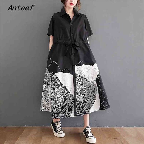 short sleeve plus size cotton vintage floral dresses for women casual loose long woman summer shirt dress elegant clothes 210517, Black;gray
short sleeve plus size cotton vintage floral dresses for women casual loose long woman summer shirt dress elegant clothes 210517, Black;gray