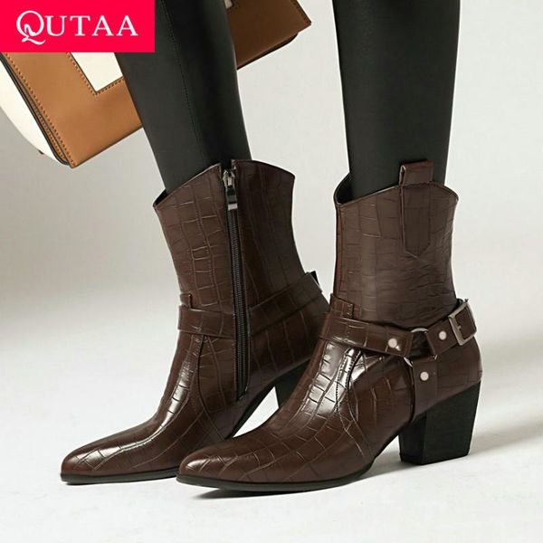 boots qutaa 2021 pointed toe buckle zipper ankle square high heel women shoes pu autumn winter punk short big size 34-43, Black
boots qutaa 2021 pointed toe buckle zipper ankle square high heel women shoes pu autumn winter punk short big size 34-43, Black