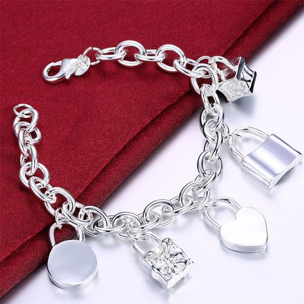 charm bracelets style 925 silver bracelet heart / circle square lock bangles woman man fashion wedding jewelry, Golden;silver
charm bracelets style 925 silver bracelet heart / circle square lock bangles woman man fashion wedding jewelry, Golden;silver