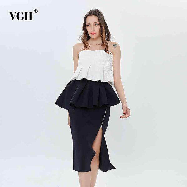 vgh hit color elegant women two piece set white short patchwork ruffle high waist bodycon midi skirt female suits tide 210421
vgh hit color elegant women two piece set white short patchwork ruffle high waist bodycon midi skirt female suits tide 210421