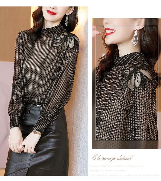 women's blouses & shirts a large number of styles in stock spring and autumn chiffon plaid shirt polka dot net yarn drilling loose lo, White
women's blouses & shirts a large number of styles in stock spring and autumn chiffon plaid shirt polka dot net yarn drilling loose lo, White