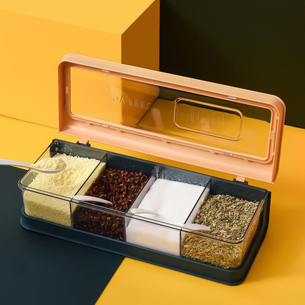 storage bottles & jars 4 compartments kitchen seasoning box with spoon square chopsticks lid spoons tableware container spices case
storage bottles & jars 4 compartments kitchen seasoning box with spoon square chopsticks lid spoons tableware container spices case