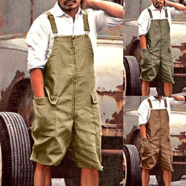 men's pants summer fashion solid color big pocket overall shorts without sleeves loose overalls, Black
men's pants summer fashion solid color big pocket overall shorts without sleeves loose overalls, Black