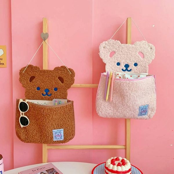 storage bags japanese cute bear bag wall hanging ins decoration pocket