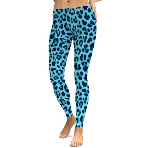 women's leggings fashionprint black leopard spots fashion blue ladies