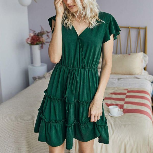 casual dresses vintage sashes female summer lace-up sundress elegant v-neck dress /, Black;gray
casual dresses vintage sashes female summer lace-up sundress elegant v-neck dress /, Black;gray