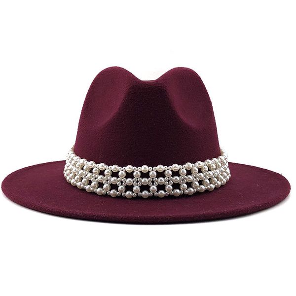 2021 amazon autumn and winter luxury woolen hat /flat brim broad-brimmed hat all-match straight edge pearls strap fedo, Blue;gray
2021 amazon autumn and winter luxury woolen hat /flat brim broad-brimmed hat all-match straight edge pearls strap fedo, Blue;gray