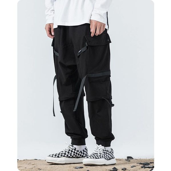 men's pants spring autumn tooling full length cargo multi pocket safari style clothes harajuku hiphop ribbon jogger oversized, Black
men's pants spring autumn tooling full length cargo multi pocket safari style clothes harajuku hiphop ribbon jogger oversized, Black