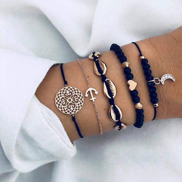 link, chain 5 pcs/set trendy anchor black bracelets sets hollow flower shell beads moon rope girls women wedding jewelry gifts
link, chain 5 pcs/set trendy anchor black bracelets sets hollow flower shell beads moon rope girls women wedding jewelry gifts