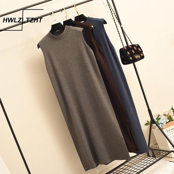 spring sleeveless knit dress elegant straight women loose long casual chic dresses, Black;gray
spring sleeveless knit dress elegant straight women loose long casual chic dresses, Black;gray
