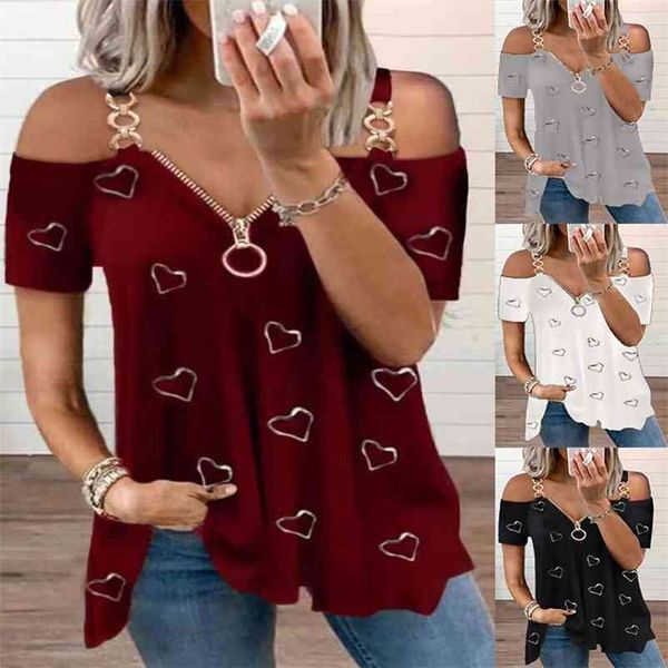 zipper deep v neck heart print short sleeve shirt women's summer casual t shirt fashion loose plus size pullover sling 210722, White
zipper deep v neck heart print short sleeve shirt women's summer casual t shirt fashion loose plus size pullover sling 210722, White