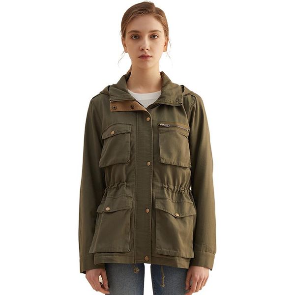 women's jackets 2021 spring/autumn jacket anorak solid color long sleeve pockets hooded collar coat female cotton, Black;brown
women's jackets 2021 spring/autumn jacket anorak solid color long sleeve pockets hooded collar coat female cotton, Black;brown