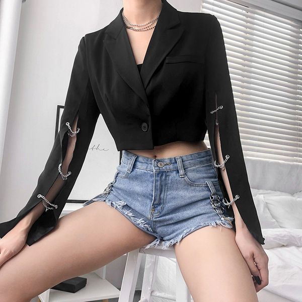 blazer jacket women metal chain short coats spring long sleeve streetwear harajuku punk short coats 210419, White;black
blazer jacket women metal chain short coats spring long sleeve streetwear harajuku punk short coats 210419, White;black