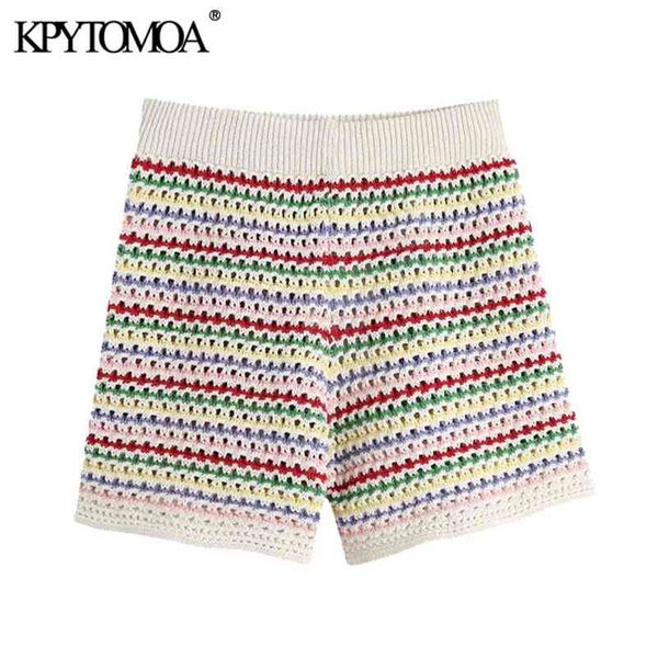 women chic fashion striped knitted shorts vintage high elastic waist female short pants mujer 210421, White;black
women chic fashion striped knitted shorts vintage high elastic waist female short pants mujer 210421, White;black