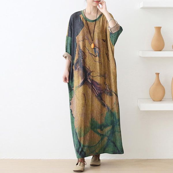 women knitted print floral dresses autumn spring retro warm clothes 2021 full sleeve loose ladies original long dress casual, Black;gray
women knitted print floral dresses autumn spring retro warm clothes 2021 full sleeve loose ladies original long dress casual, Black;gray
