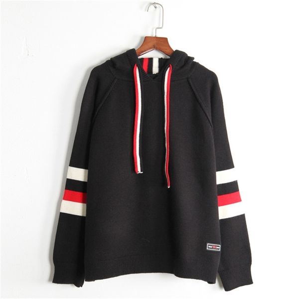 h.sa women loose hooded sweater and pullovers long sleeve colorful striped knit jumpers casual knitwear korean winter sweaters 210417, White;black
h.sa women loose hooded sweater and pullovers long sleeve colorful striped knit jumpers casual knitwear korean winter sweaters 210417, White;black