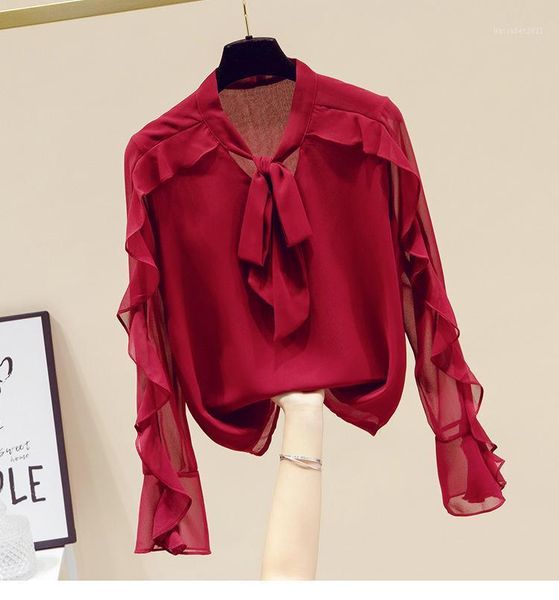 women's blouses & shirts chiffon blouse woman 2021 spring summer ruffled slim girls ladies bow blusas mujer de moda white red color
women's blouses & shirts chiffon blouse woman 2021 spring summer ruffled slim girls ladies bow blusas mujer de moda white red color