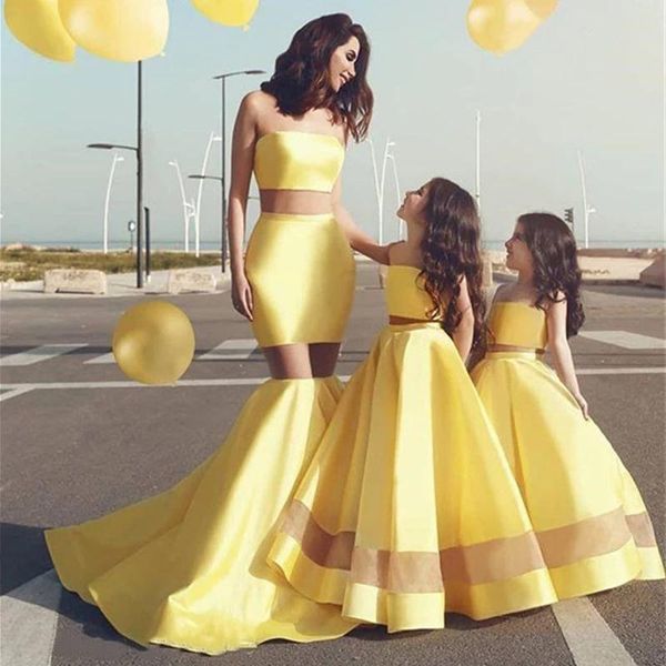 girl's dresses yellow flower girl dress satin a-line floor length sleeveless strapless two pieces mother daughter prom party, Red;yellow
girl's dresses yellow flower girl dress satin a-line floor length sleeveless strapless two pieces mother daughter prom party, Red;yellow