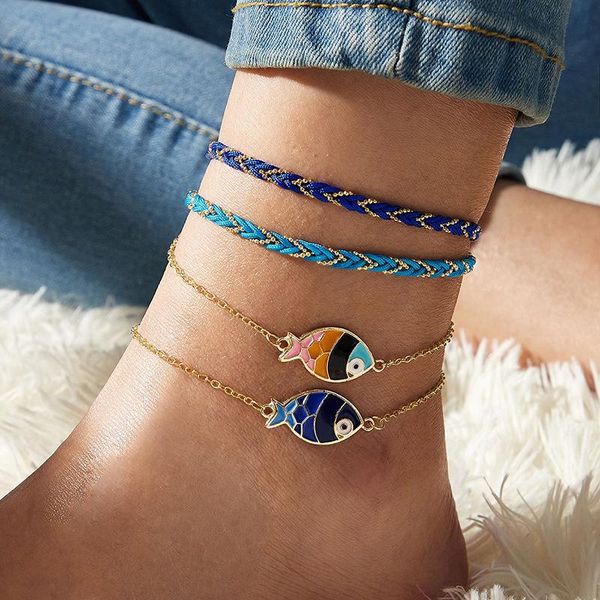 anklets 4 paired/set boho foot chain ethnic ankle bracelet cute double fish anklet halhal braided rope beach jewelry tobillera, Red;blue
anklets 4 paired/set boho foot chain ethnic ankle bracelet cute double fish anklet halhal braided rope beach jewelry tobillera, Red;blue