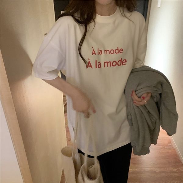 3 sizes white letter printed simple vintage fresh basic all match summer short sleeve women t-shirts 210522
3 sizes white letter printed simple vintage fresh basic all match summer short sleeve women t-shirts 210522