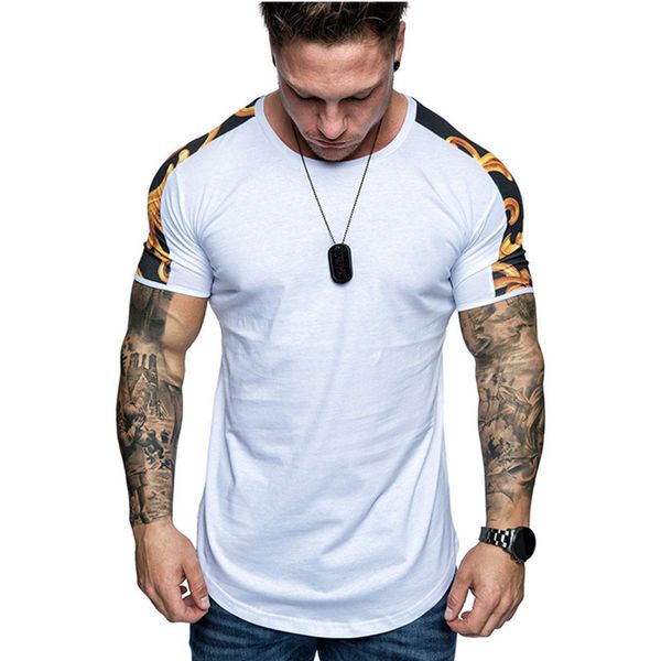 2021 spring and summer men's cuff digital printing t-shirt slim fit color matching round neck short-sleeved men's, White;black
2021 spring and summer men's cuff digital printing t-shirt slim fit color matching round neck short-sleeved men's, White;black
