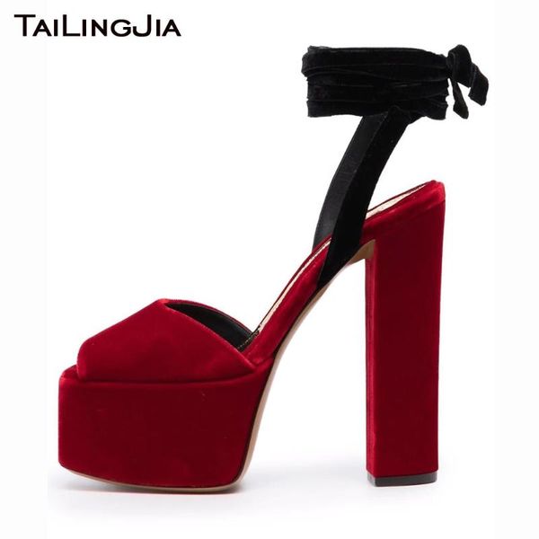 sandals women red velvet chunky heel 2021 peep toe large size lace up party heels block platforms high lady shoes, Black
sandals women red velvet chunky heel 2021 peep toe large size lace up party heels block platforms high lady shoes, Black