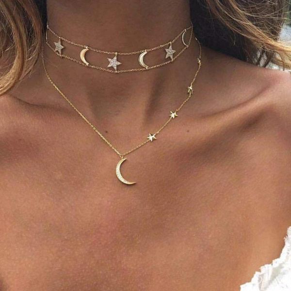 pendant necklaces star moon zircon necklace clavicle chain european and american fashion jewelry gift for girlfriend, Silver
pendant necklaces star moon zircon necklace clavicle chain european and american fashion jewelry gift for girlfriend, Silver
